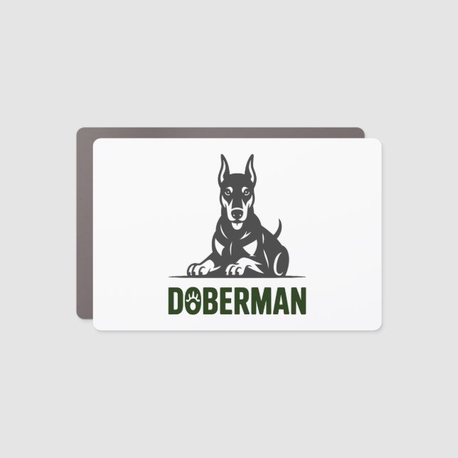 Doberman Dog Vector 2 Colors Car Magnet (Front)