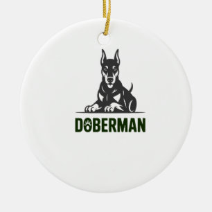Doberman Dog Vector 2 Colors Ceramic Ornament