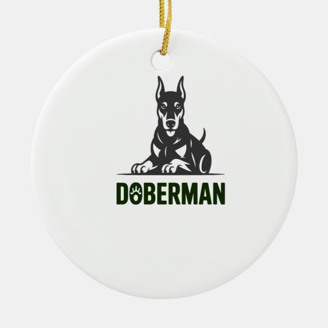 Doberman Dog Vector 2 Colors Ceramic Ornament (Front)