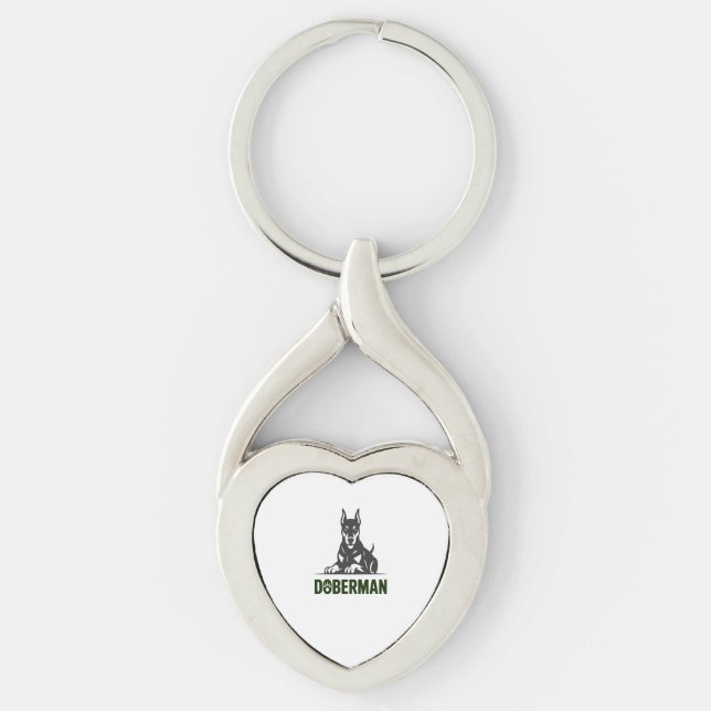 Doberman Dog Vector 2 Colors Keychain (Front)