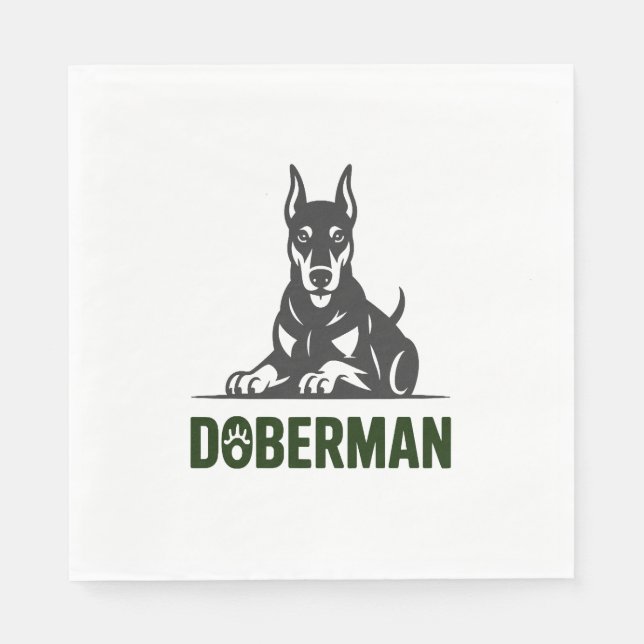 Doberman Dog Vector 2 Colors Napkins (Front)