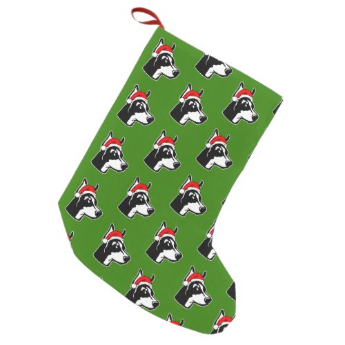 Doberman Dog with Christmas Santa Hat Small Christmas Stocking