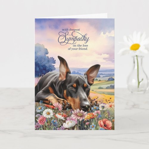 Doberman Dog with Wildflowers Pet Sympathy