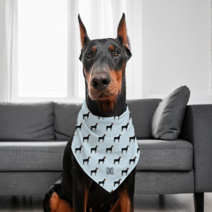 Doberman Dogs Pattern Monogrammed Pet Bandana Collar
