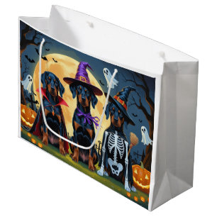 Doberman Dogs Pumpkin Halloween Funny Large Gift Bag