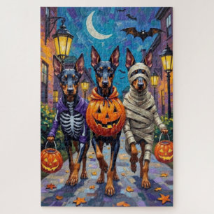 Doberman Dogs Trick-or-Treating Halloween Costumes Jigsaw Puzzle