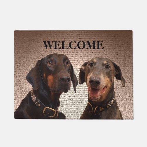 Doberman dogs welcome door mat