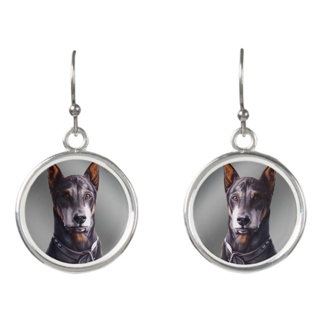 Doberman Earrings Doberman Pinscher Dog Jewelry  (Front)