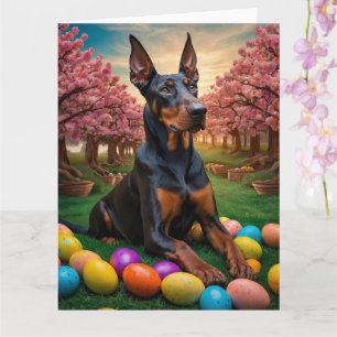 Doberman Easter Eggs Card