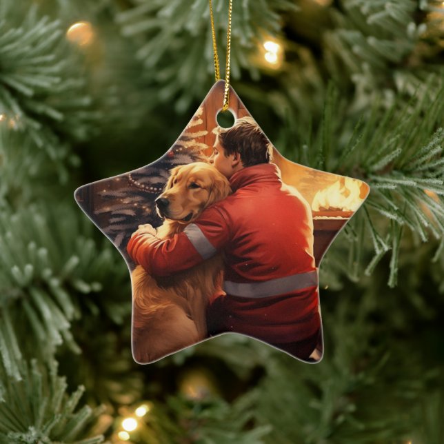 Doberman Firefighter Christmas Ornament Dog Lovers (Tree)