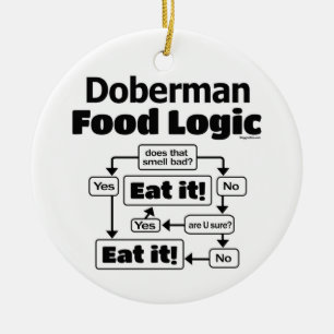 Doberman Food Logic Ceramic Ornament