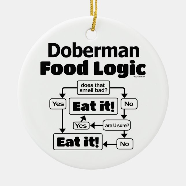 Doberman Food Logic Ceramic Ornament (Front)