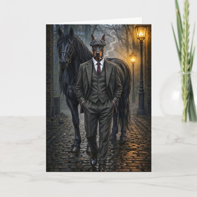 Doberman Gangster Blank  Card (Front)