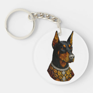 Doberman Gemstone Mosaic Luxury Keychain