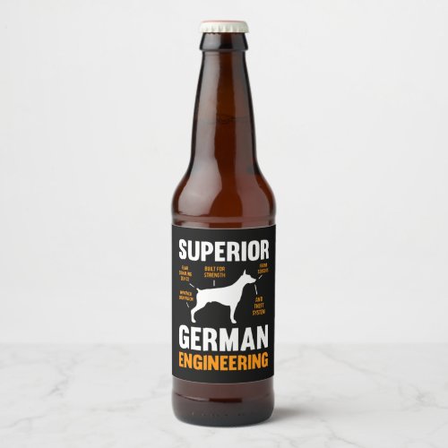 Doberman Gift  Superior German Engineering Beer Bottle Label