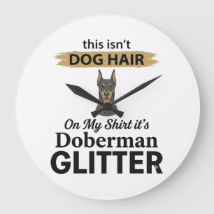 Doberman Glitter Funny Dog Lover Vintage Design_1 Large Clock