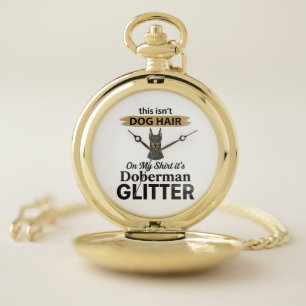 Doberman Glitter Funny Dog Lover Vintage Design_1 Pocket Watch