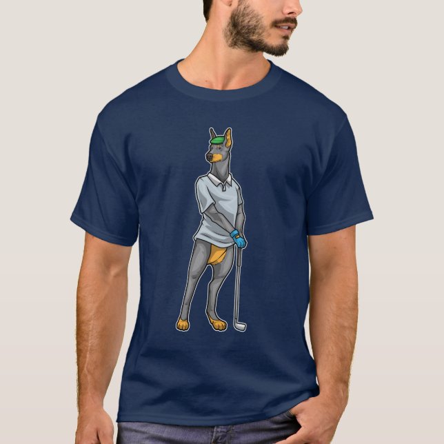 Doberman Golf Golf clubs T-Shirt (Front)