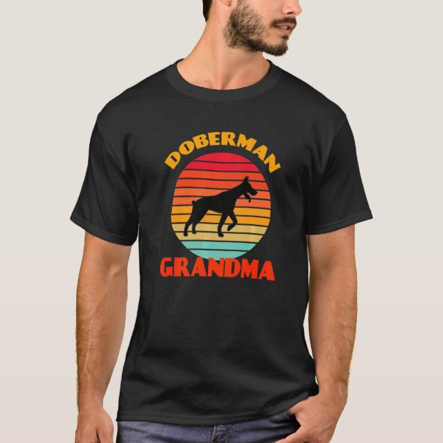 Doberman Grandma Mother's Day Dog Retro T-Shirt (Front)