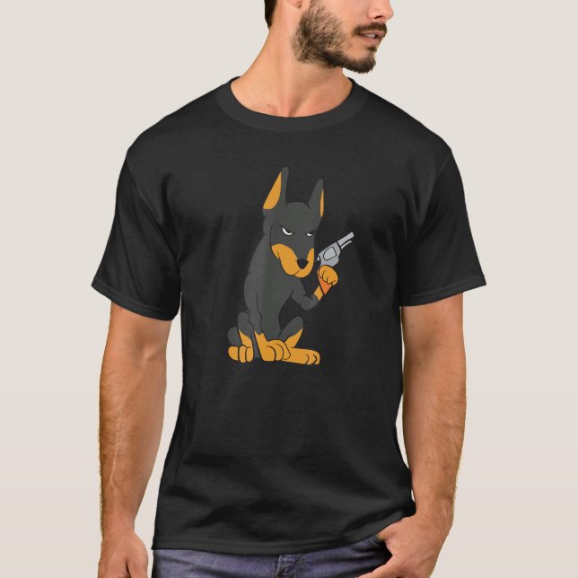 Doberman Gun Revolver T-Shirt (Front)
