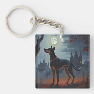Doberman Halloween Scary Keychain
