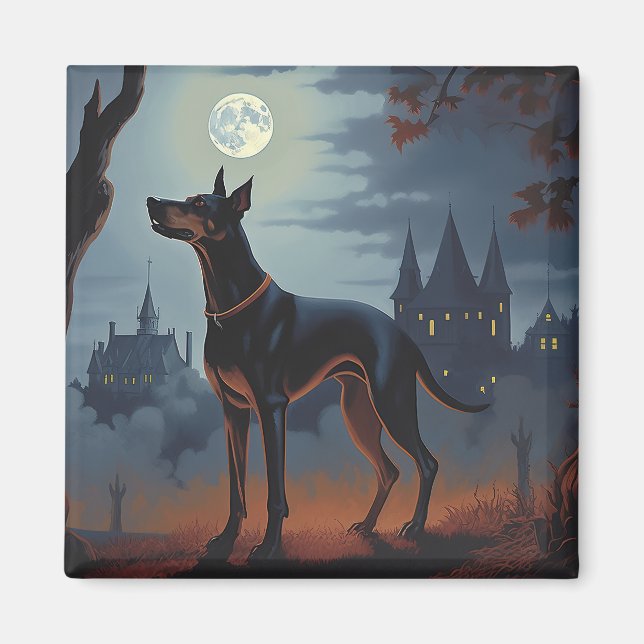 Doberman Halloween Scary Magnet (Front)