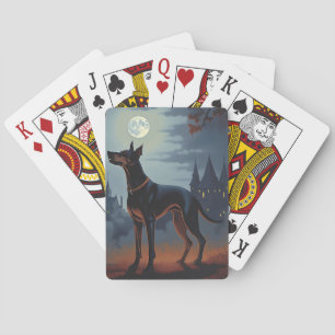 Doberman Halloween Scary Poker Cards
