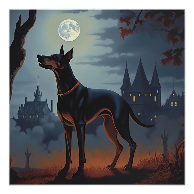 Doberman Halloween Scary Poster (Front)