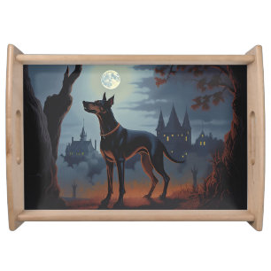 Doberman Halloween Scary Serving Tray