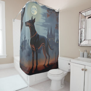 Doberman Halloween Scary Shower Curtain
