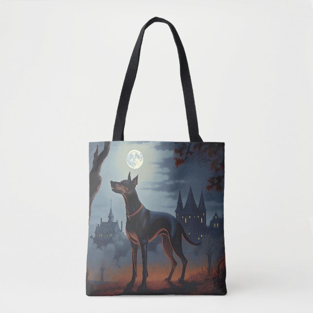 Doberman Halloween Scary Tote Bag (Front)