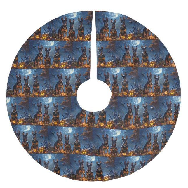 Doberman Halloween Spooky Brushed Polyester Tree Skirt (Front)
