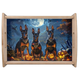 Doberman Halloween Spooky Serving Tray