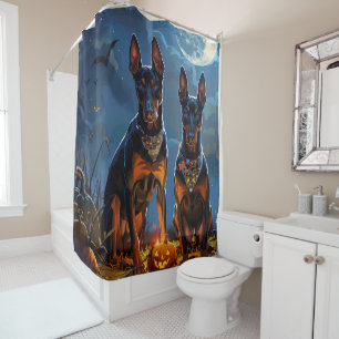 Doberman Halloween Spooky Shower Curtain