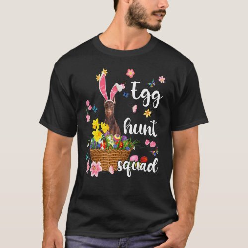 Doberman Happy Easter Day Easter Colorful Egg Hunt T_Shirt