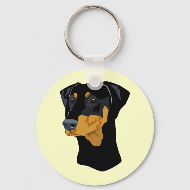 Doberman Head, Black, Uncropped Keychain (Front)