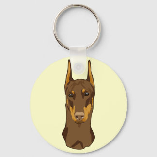 Doberman Head, Red Keychain