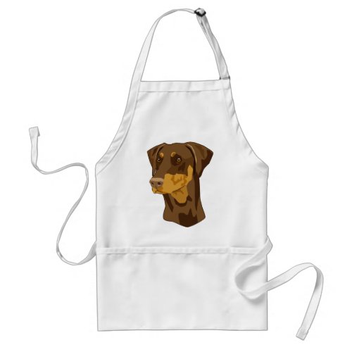 Doberman Head Red Uncropped Adult Apron