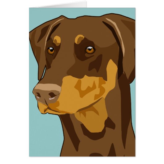 Doberman Head, Red, Uncropped Cards (Front)