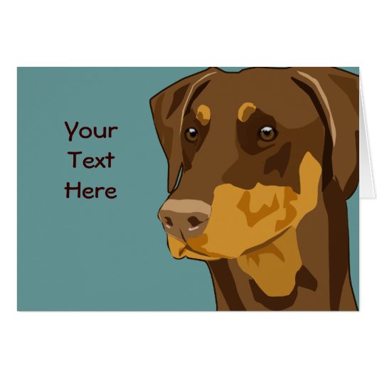 Doberman Head, Red, Uncropped Cards (Front Horizontal)