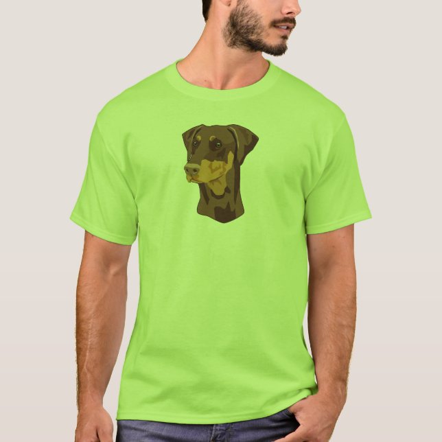 Doberman Head, Red, Uncropped T-Shirt (Front)