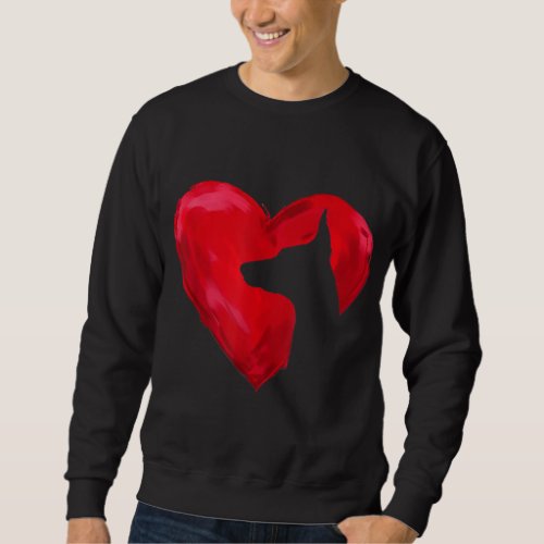 Doberman Heart silhouette Valentines Day Dog Love Sweatshirt