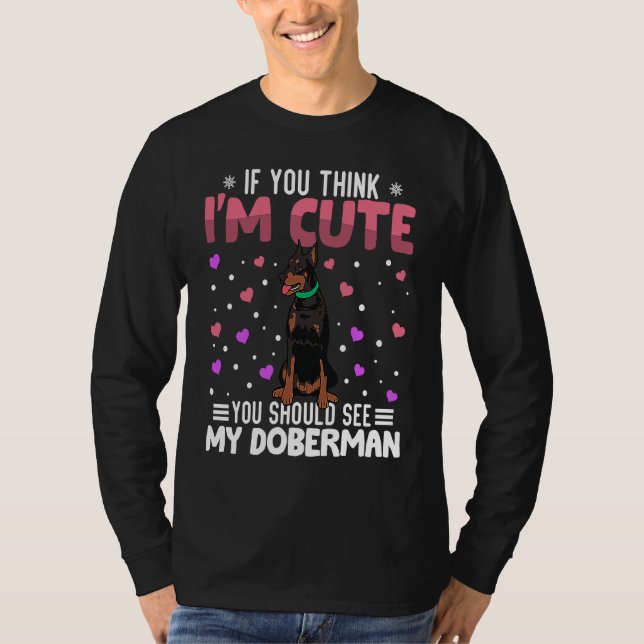Doberman Heart Valentine's Day Animal For Womens K T-Shirt (Front)