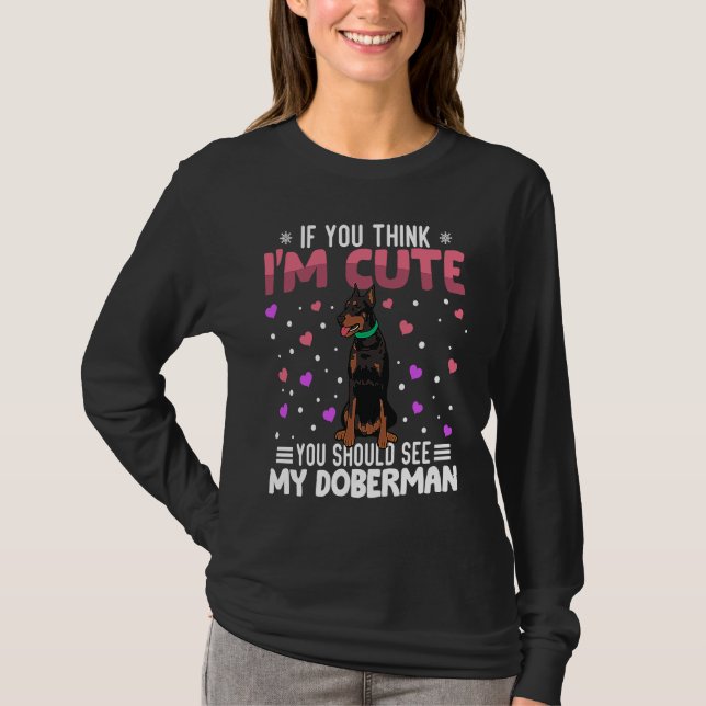 Doberman Heart Valentine's Day Animal For Womens K T-Shirt (Front)