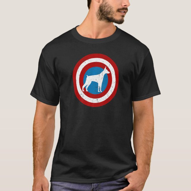 Doberman Hero Distressed Target T-Shirt (Front)