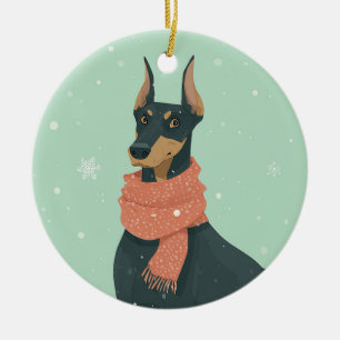 Doberman Holiday Keepsake Ceramic Ornament