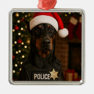 Doberman Holiday  Metal Ornament