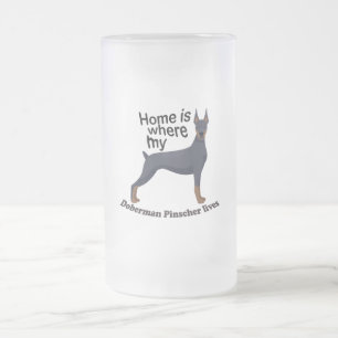 Doberman Home Frosted Glass Beer Mug