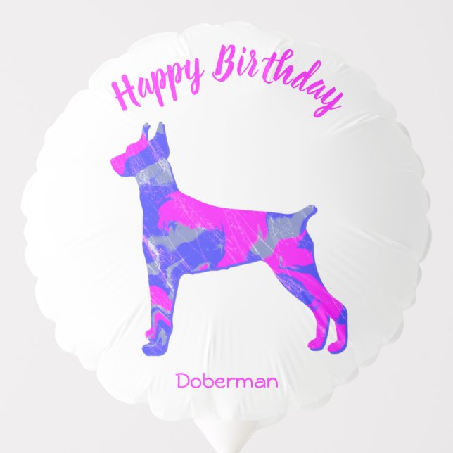 Doberman Hot Pink Silhouette Dog Fun Birthday Balloon (Front)