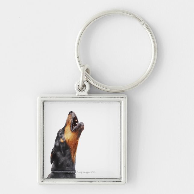 Doberman howling keychain (Front)